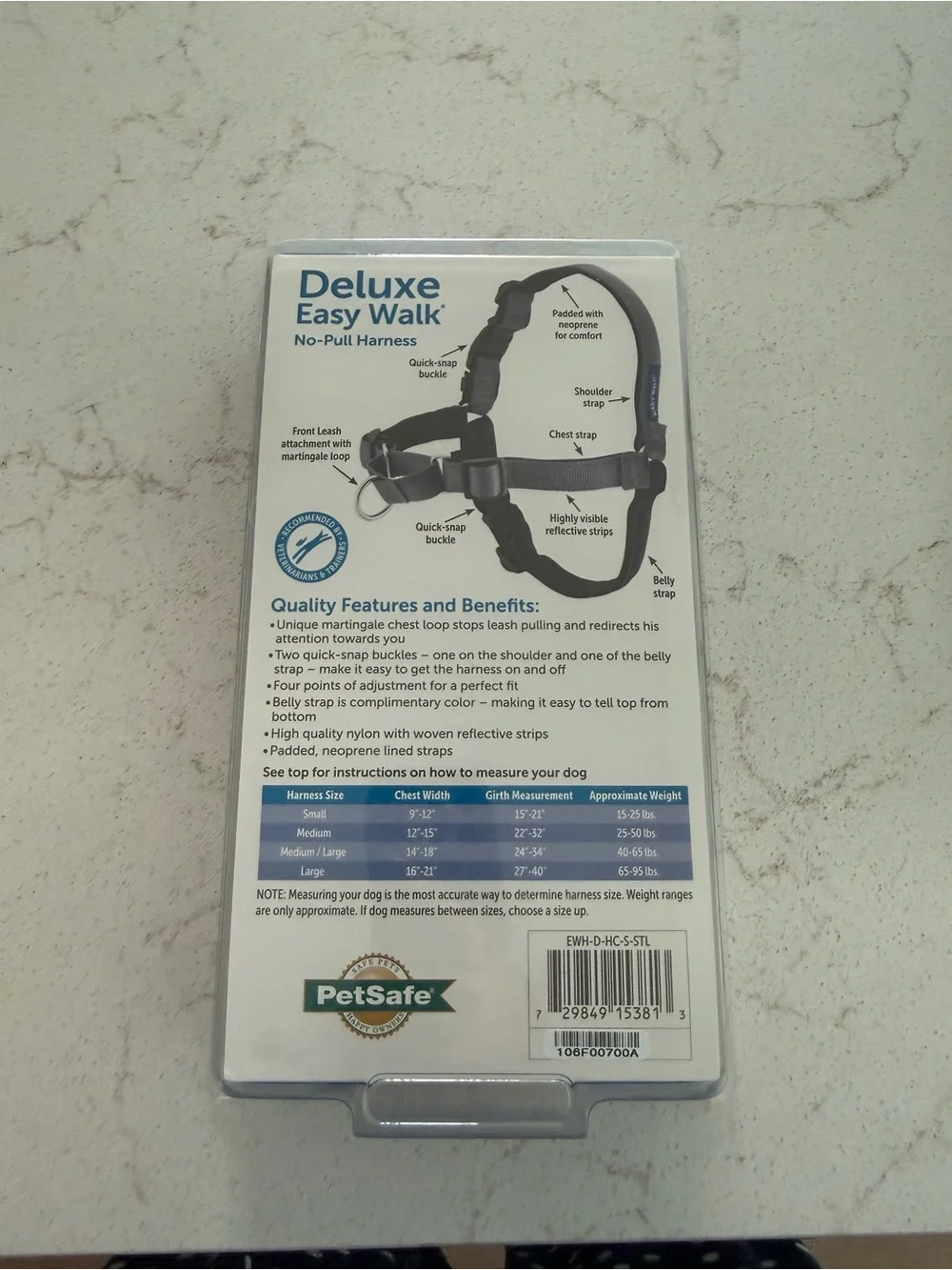 PetSafe Deluxe Easy Walk No-Pull Dog Harness - Steel/Black